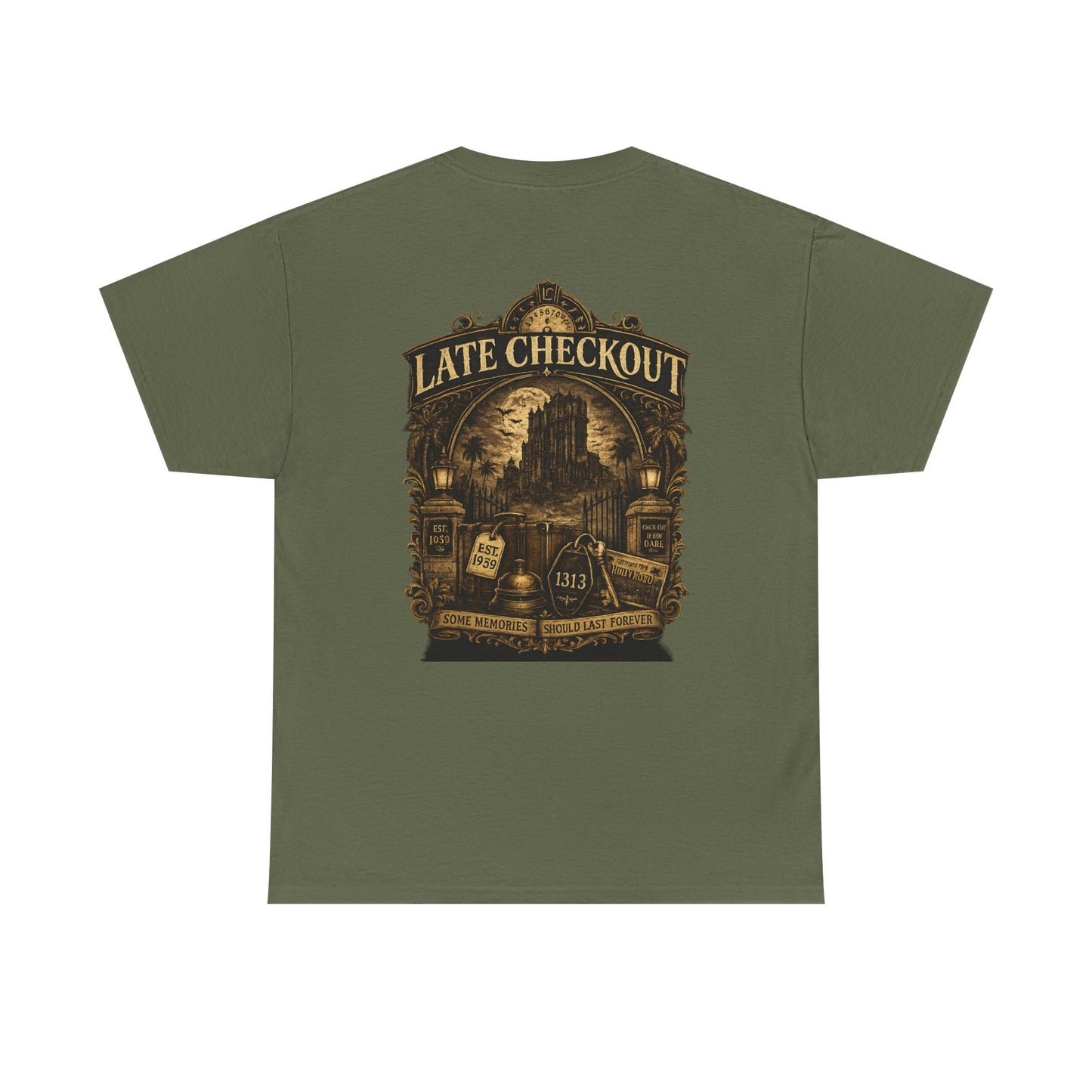 "Late Checkout" Vintage Hotel Gothic Graphic Tee