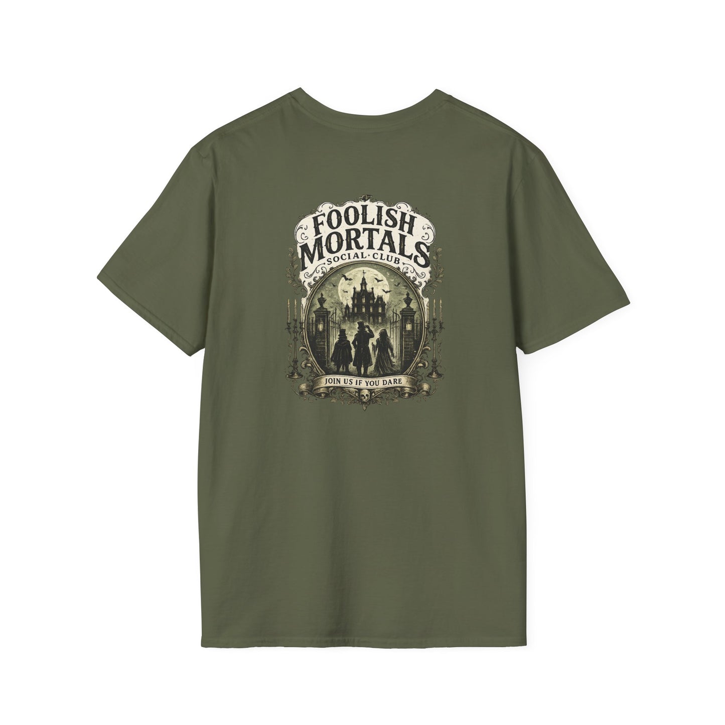 Foolish Mortals Social Club T-Shirt – Vintage Theme Park Ghosts Tee
