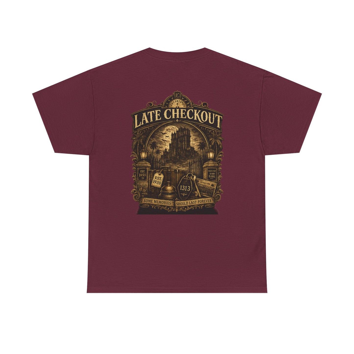 "Late Checkout" Vintage Hotel Gothic Graphic Tee