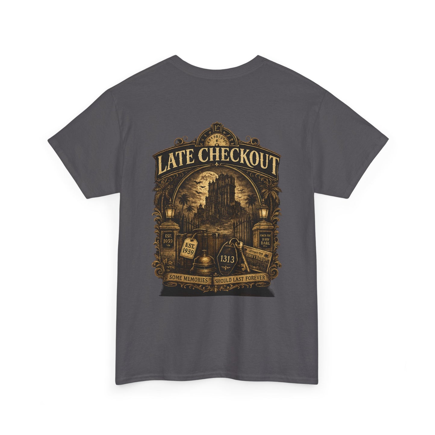 "Late Checkout" Vintage Hotel Gothic Graphic Tee