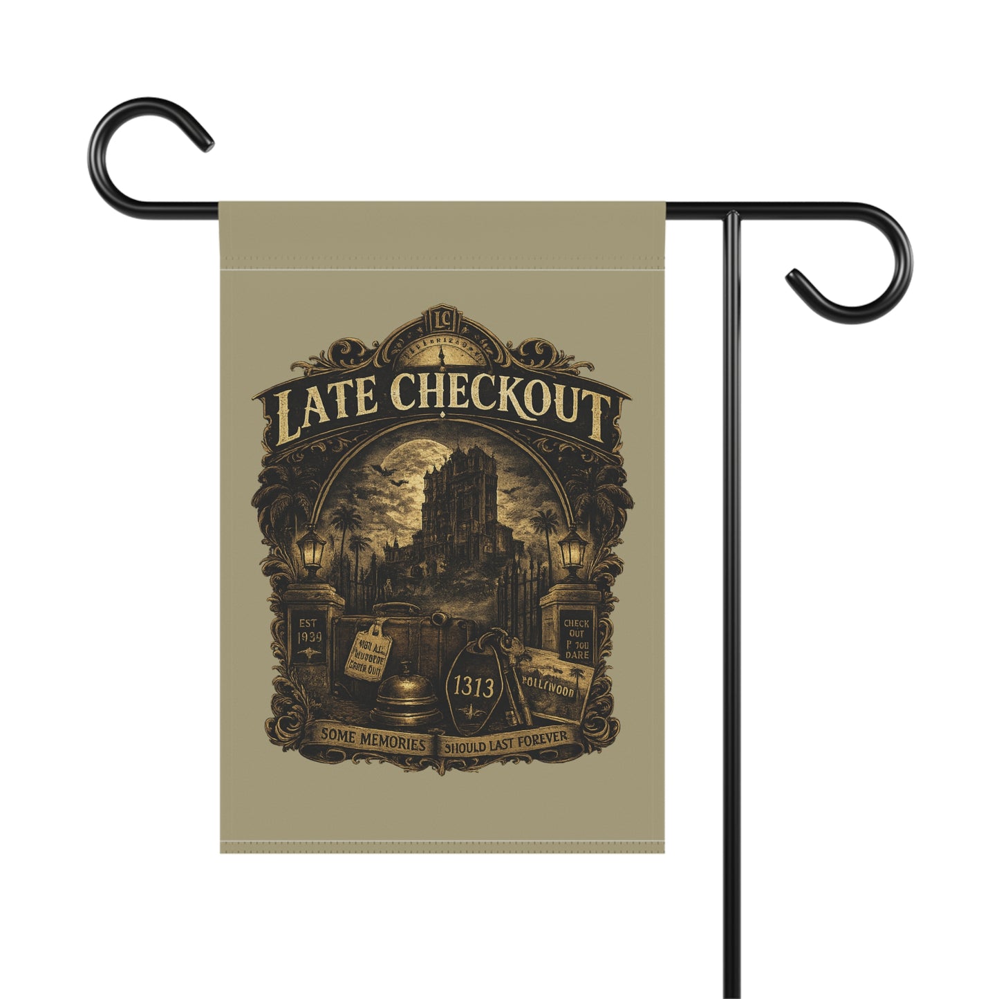 Late Checkout Flag – Vintage Haunted Hotel Banner