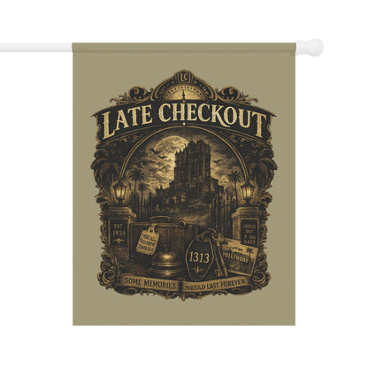 Late Checkout Flag – Vintage Haunted Hotel Banner
