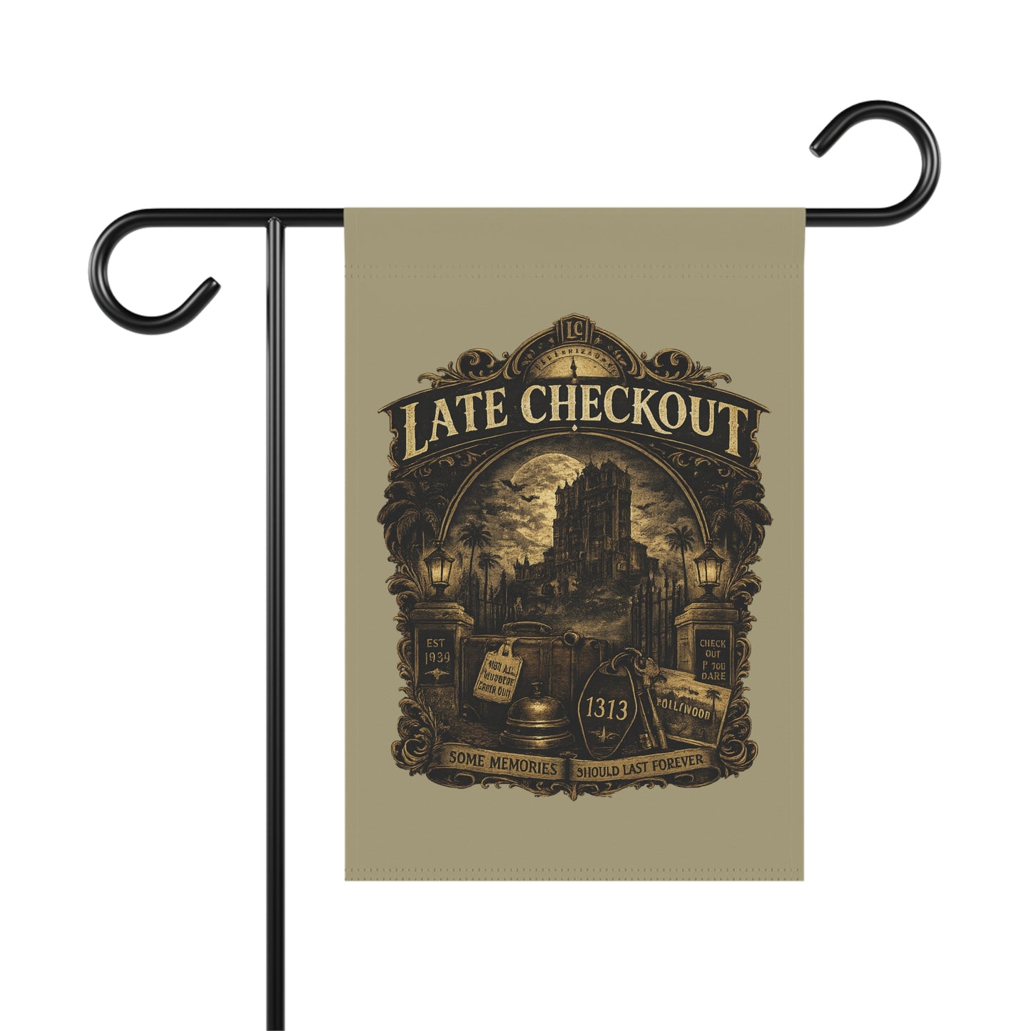 Late Checkout Flag – Vintage Haunted Hotel Banner