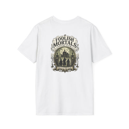 Foolish Mortals Social Club T-Shirt – Vintage Theme Park Ghosts Tee