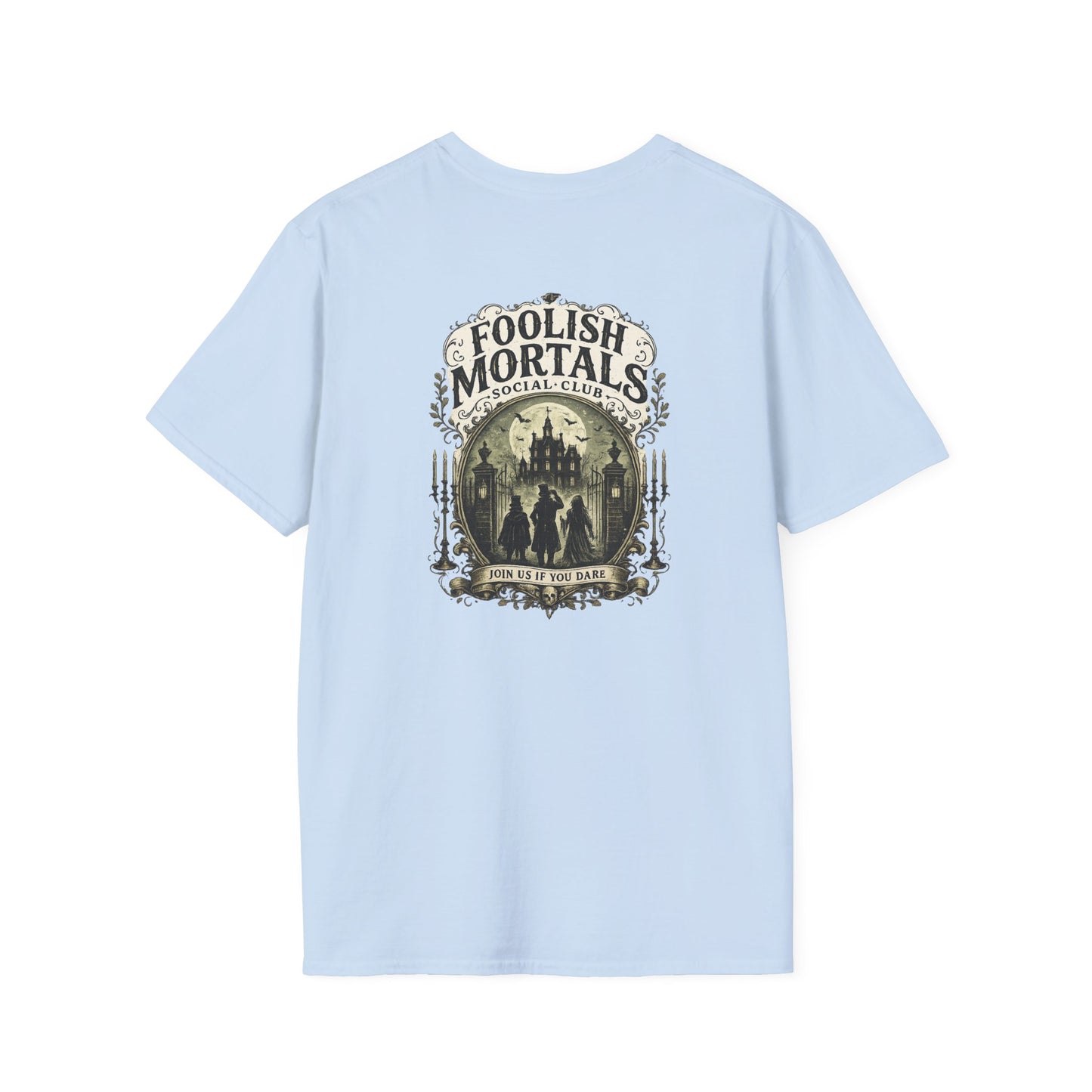 Foolish Mortals Social Club T-Shirt – Vintage Theme Park Ghosts Tee