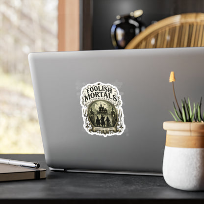 Foolish Mortals Social Club Kiss-Cut Vinyl Decal — Haunted Mansion Vintage Sticker