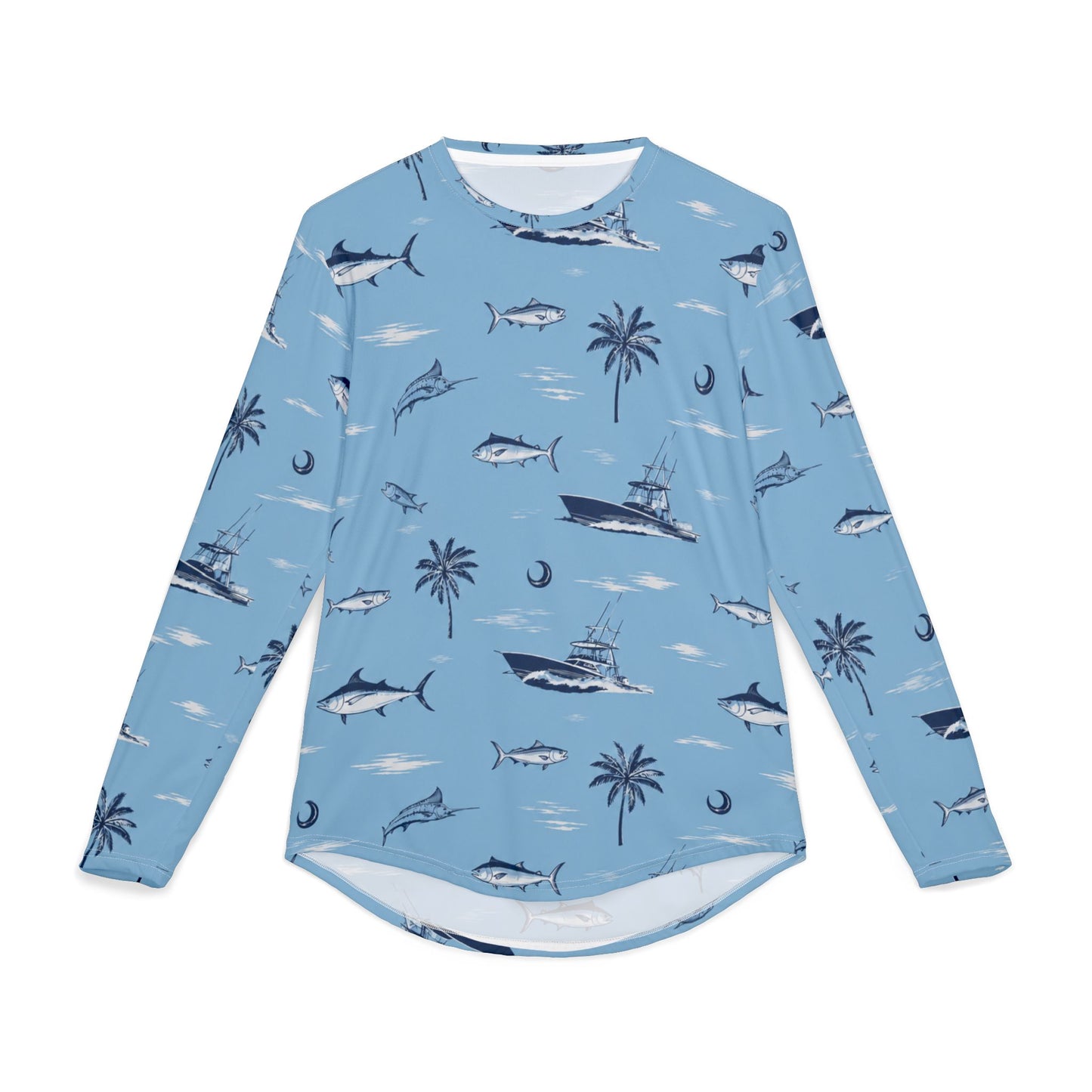 Men's Fishing & Palm Print UV Sun Protection Long Sleeve Shirt