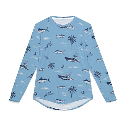 Men's Fishing & Palm Print UV Sun Protection Long Sleeve Shirt