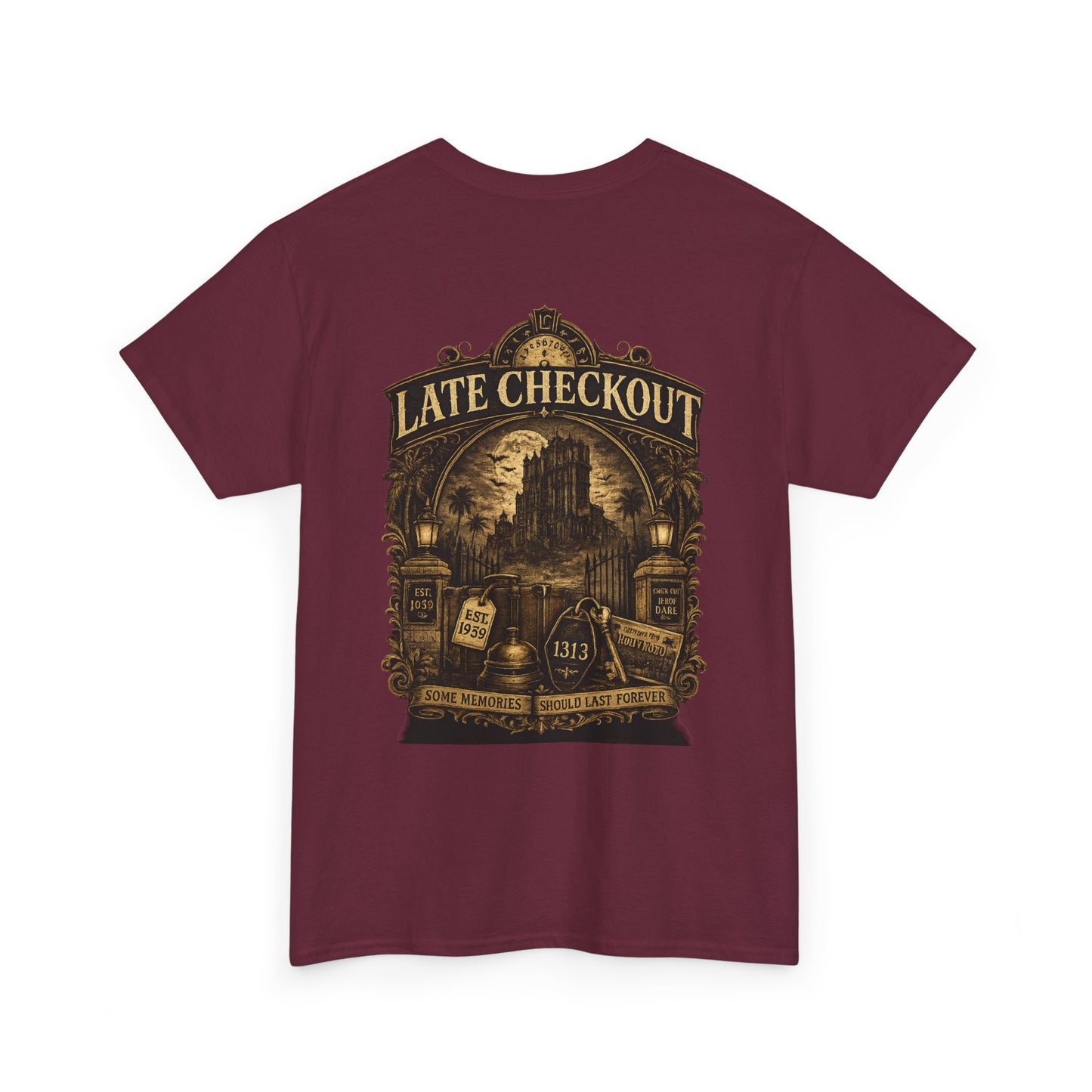 "Late Checkout" Vintage Hotel Gothic Graphic Tee