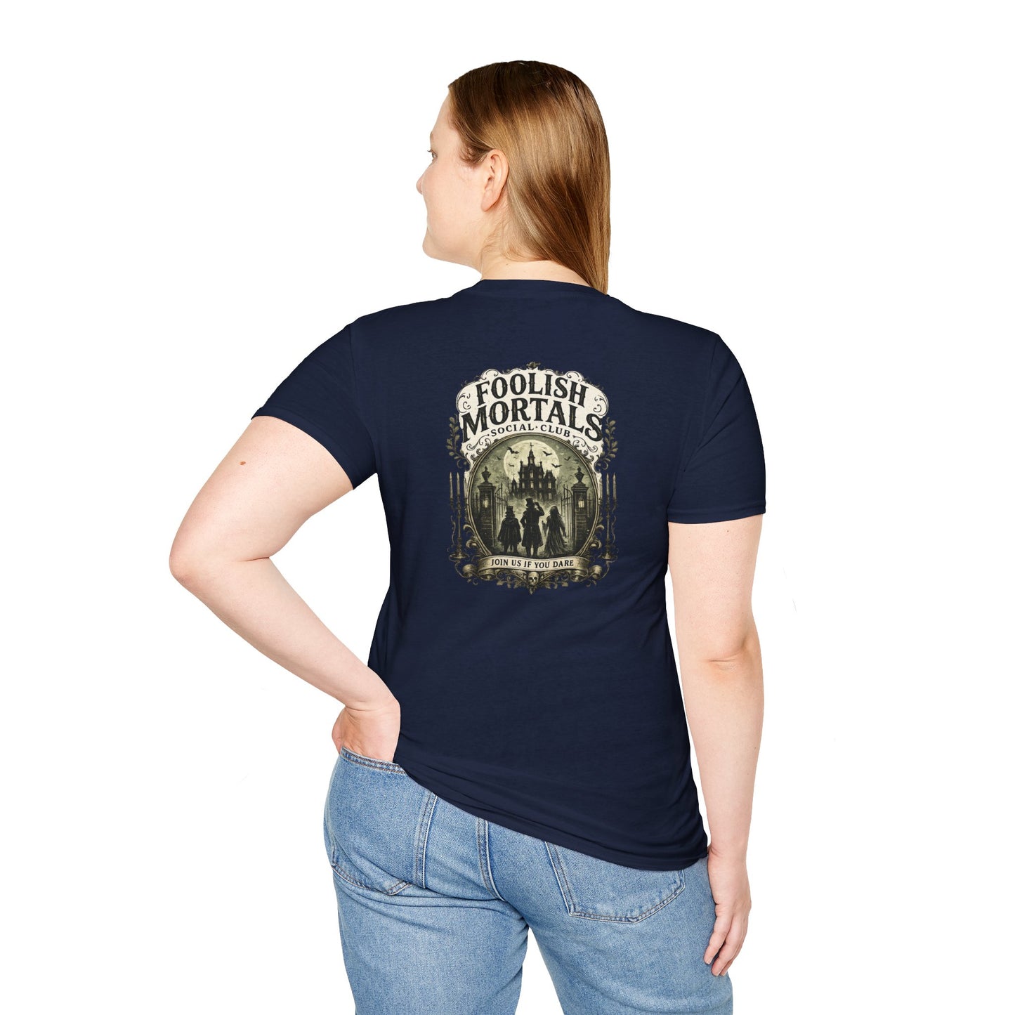 Foolish Mortals Social Club T-Shirt – Vintage Theme Park Ghosts Tee