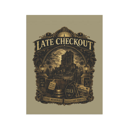 Late Checkout Flag – Vintage Haunted Hotel Banner