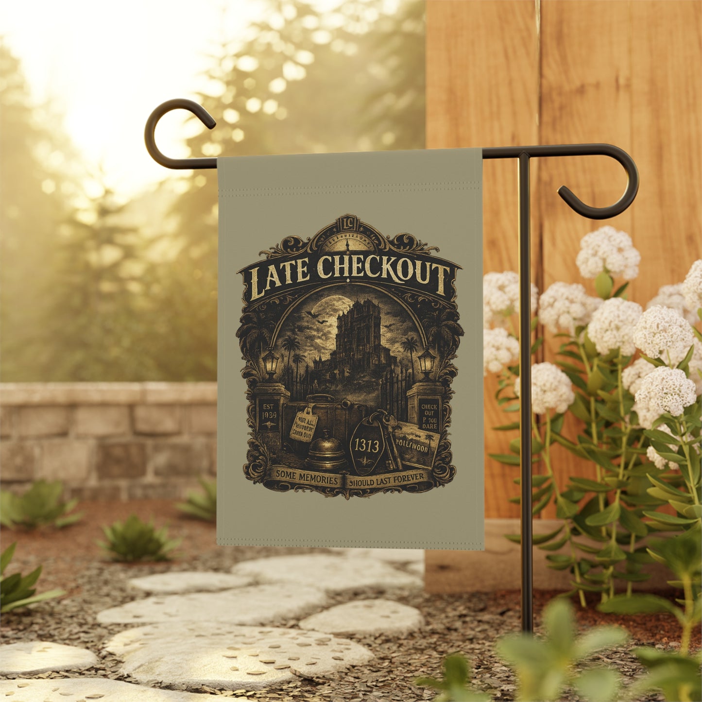 Late Checkout Flag – Vintage Haunted Hotel Banner