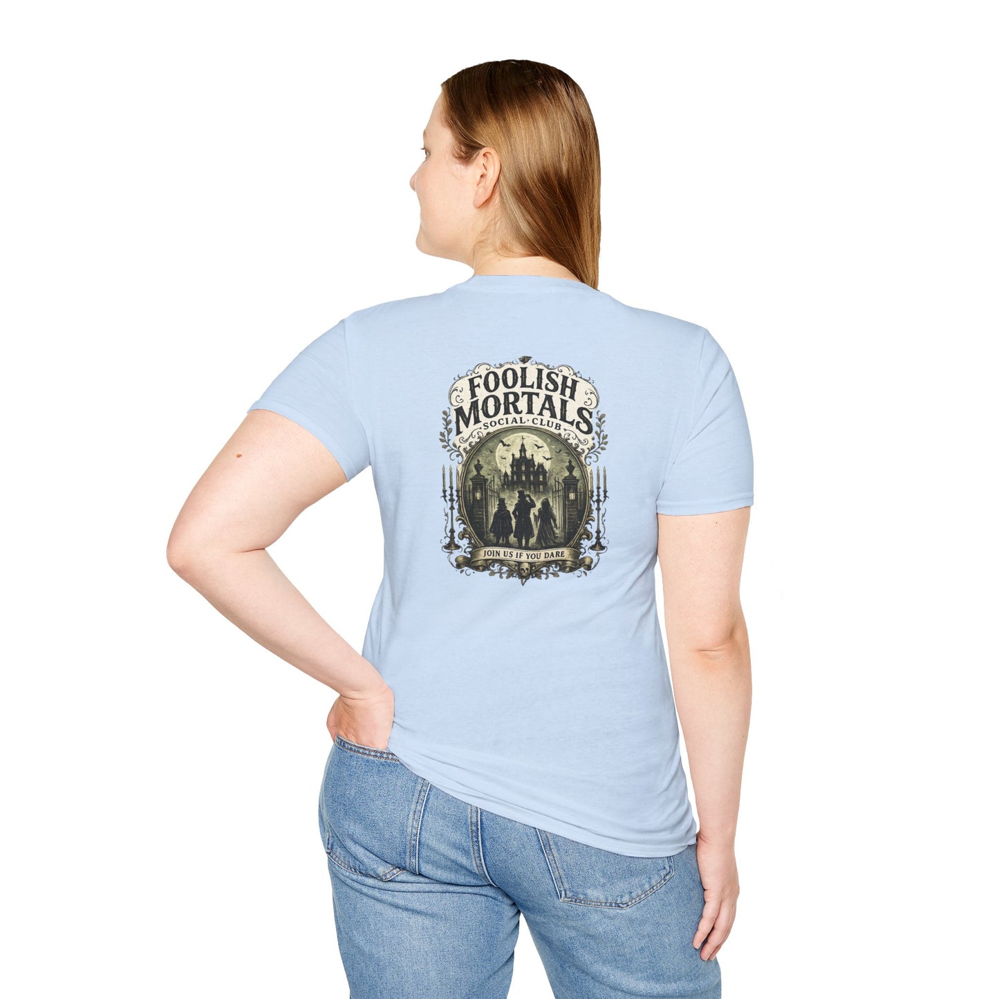 Foolish Mortals Social Club T-Shirt – Vintage Theme Park Ghosts Tee