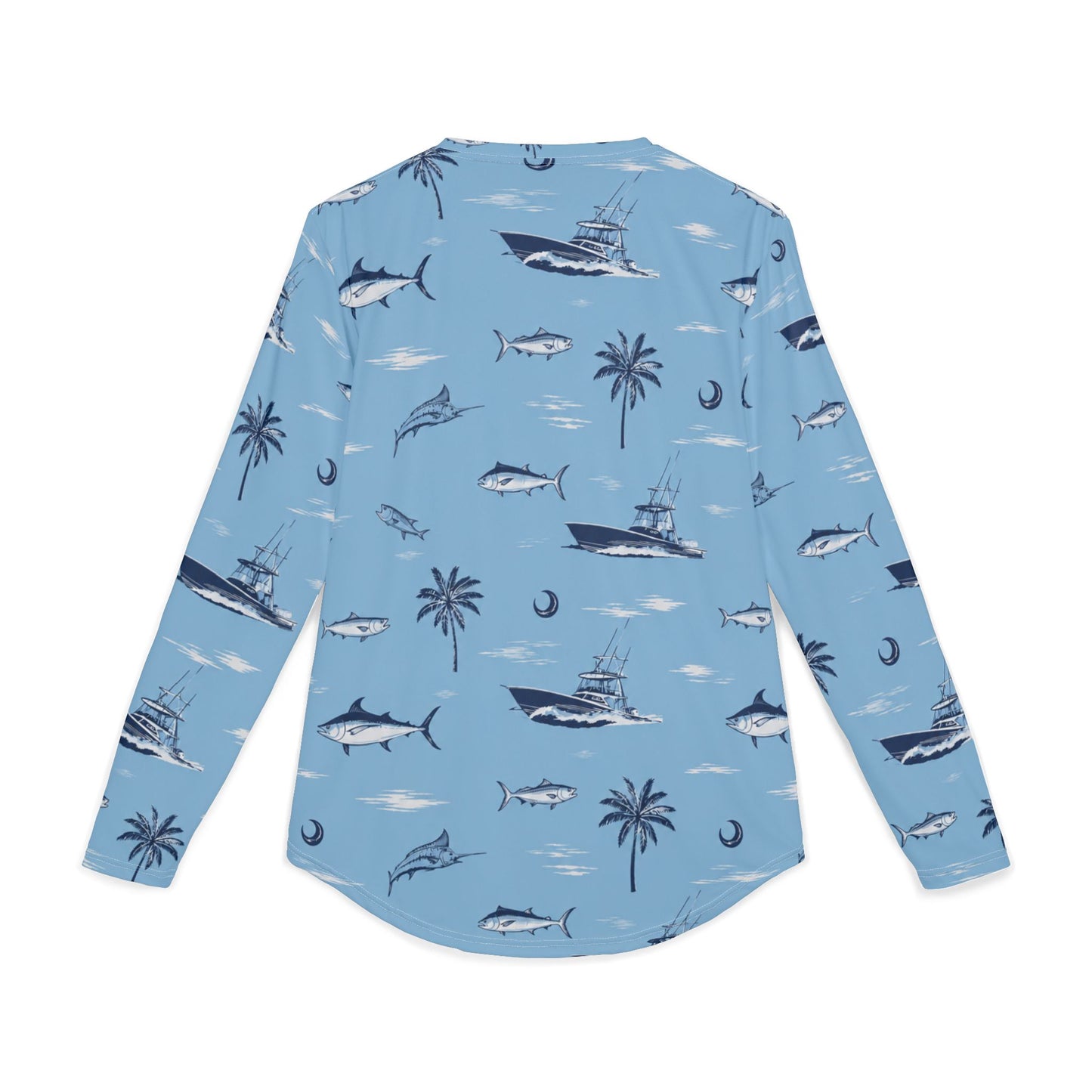 Men's Fishing & Palm Print UV Sun Protection Long Sleeve Shirt