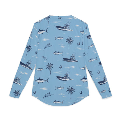 Men's Fishing & Palm Print UV Sun Protection Long Sleeve Shirt