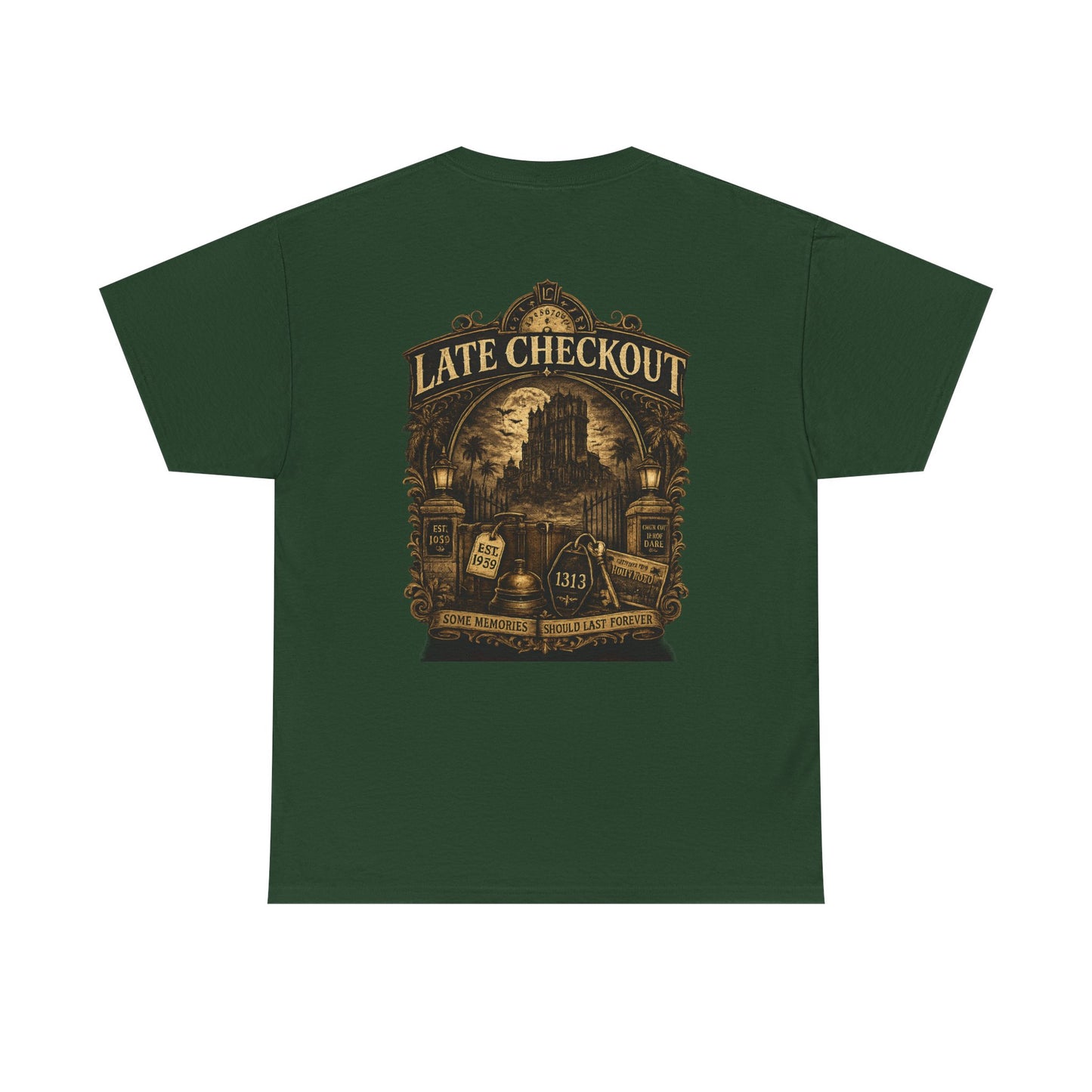 "Late Checkout" Vintage Hotel Gothic Graphic Tee