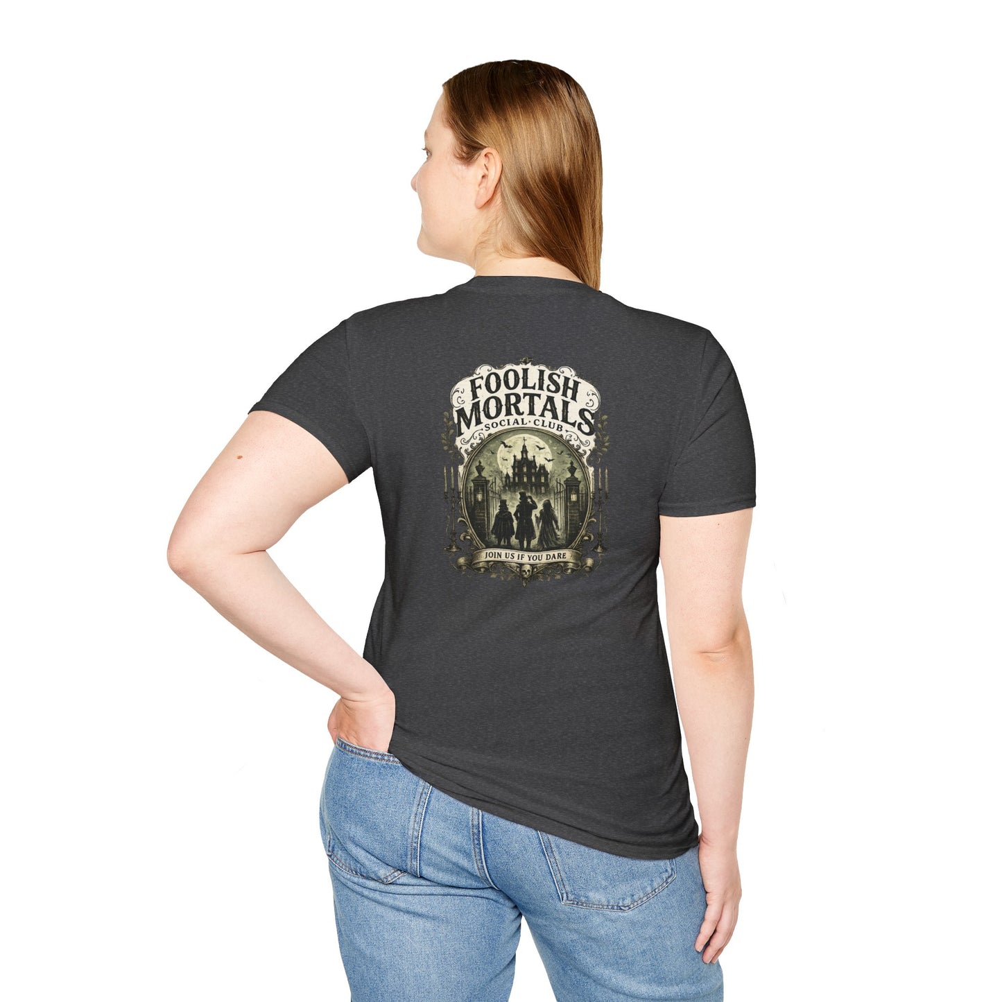 Foolish Mortals Social Club T-Shirt – Vintage Theme Park Ghosts Tee