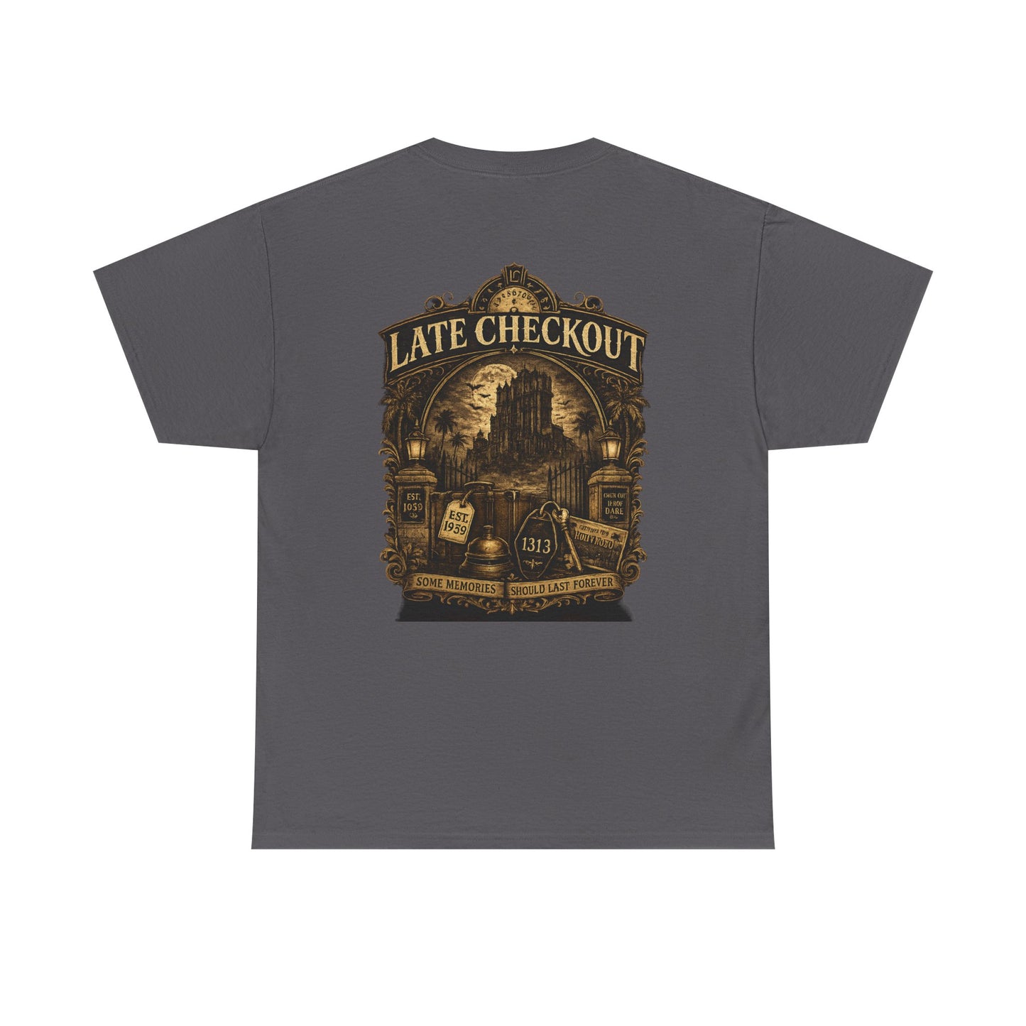 "Late Checkout" Vintage Hotel Gothic Graphic Tee