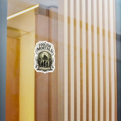 Foolish Mortals Social Club Kiss-Cut Vinyl Decal — Haunted Mansion Vintage Sticker