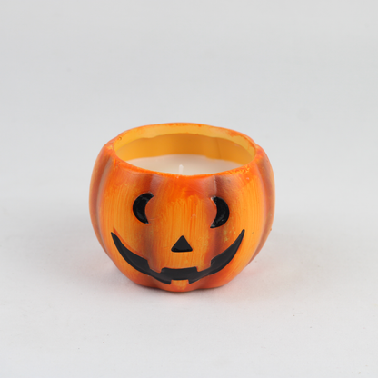 Halloween Pumpkin Candle Holder Set – 2-Piece Jack-O’-Lantern Ceramic Candles